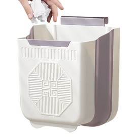 Geentargetel Hängender Mülleimer 7L, Faltbarer Abfalleimer für Küche, Camping & Bad, Wandmontage mit Haken, Leicht & platzsparend, Müllbehälter Unter Der Spüle (blass)