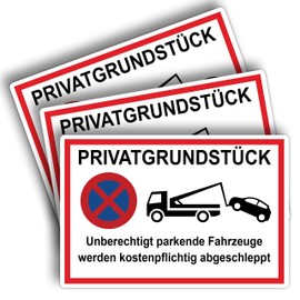 Strobo Privatgrundstück unberechtigte parkende Fahrzeuge Werden kostenpflichtig abgeschleppt Sign, 20 x 30 cm, Made From Sturdy PVC Hard Foam Board, 3 Mm, With UV Protection, Pack Of 3