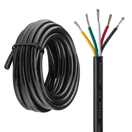 URCIANOW UL2464 5 Pin Tinned Copper Cable 5 Wire 20AWG 5 Core Cable 5 x 0.5 mm² Black PVC Coated for Kitchen Appliances