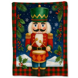 Christmas Nutcracker Blanket, Soft Lightweight Flannel Classic Nutcracker Drummer Throw Blanket for Couch, Bed, Travel & Home Decor Gifts, Cozy Warm Festive Blankets for Kids Women Girls 60×50 in