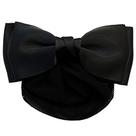 GLOBAL BOX Ribbon Barrette with Net Simple Chignon (Black)