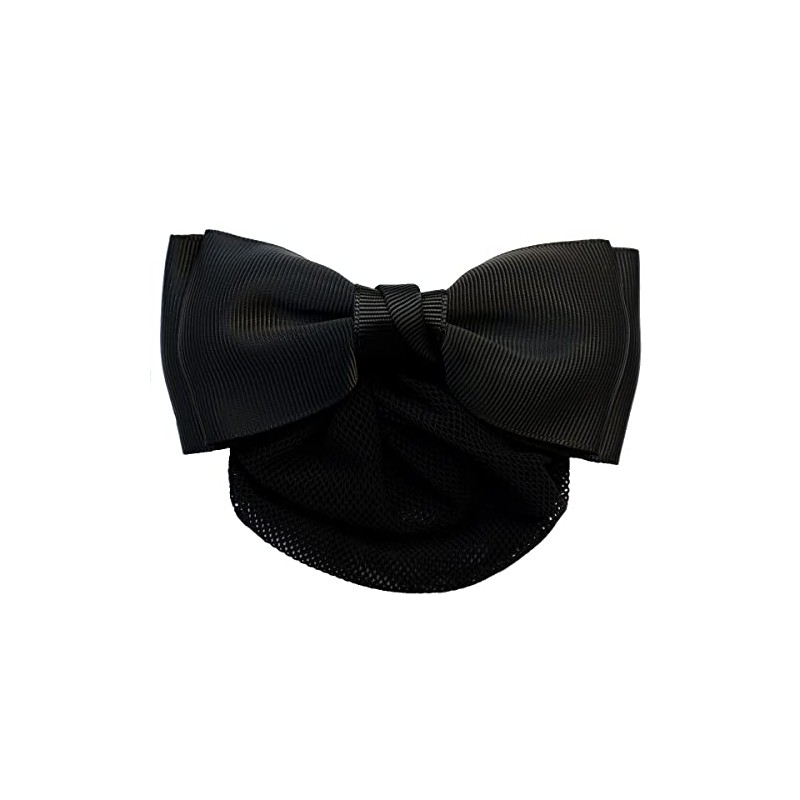 GLOBAL BOX Ribbon Barrette with Net Simple Chignon (Black)