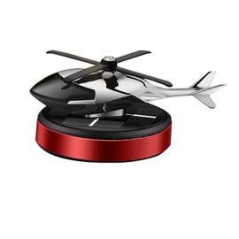 NICEADA Al Alloy Solar Powered Rotating Helicopter Shape Car air purifier, Home and Car Interior Decoration Accessories (Red)