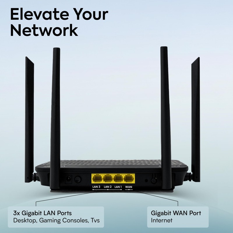 pcWRT PW-AX1800 WiFi 6 Router Long Range with VLAN Support,
