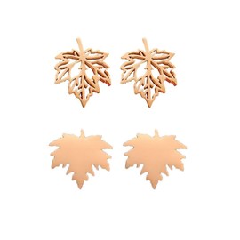 2 Pairs Stainless Steel Tiny Maple Leaf Stud Earrings Autumn Leaf Earrings Thanksgiving Earrings Fall Jewelry for Women (A:rose gold)