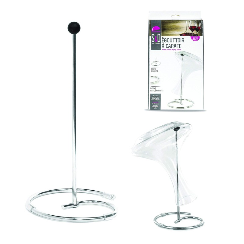 Saveur et Degustation KV7083 Silver Decanter Dryer - 16.8 x 16.8 x 32.2cm