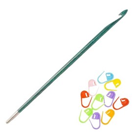 KnitPro Dreamz Afghan Tunisian Interchangeable Crochet Hook 6 inch, 3.50mm (15cm, US Size E) with 10 Colorful Stitch Markers