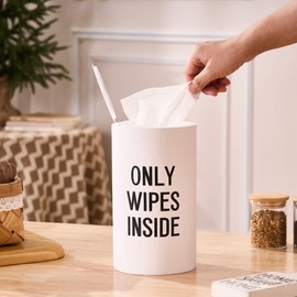 Wood Disinfecting Wipe Dispenser for Kitchen – Countertop Organizer Caddy, Storage Container White