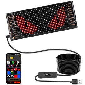 Flexible LED Sign Programmable Scrolling Text & Animation Display, USB Powered, APP-Controlled LED Panel for Cars, Shops, Bars, Parties, Weddings, Festivals – 7"x3" RGB Matrix