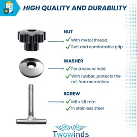Twowinds Load Securing Screws Interior Guide Rail Anchor Fixing Screws for Fridge, Potty, Compatible with VW T5 T6 Multivan Transporter California 7h5883189e, 7h5883084c (4 lots)