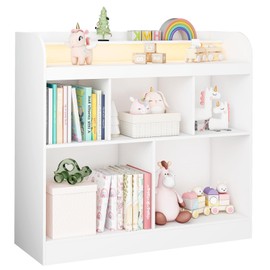 Lkeiyay Kids Bookshelf,White bookshle for Kids Bedroom,Toy Storage Cubby, Children's Toy Shelf,Bookcase with led Lights for Kids Rooms, Nurseries and Playrooms