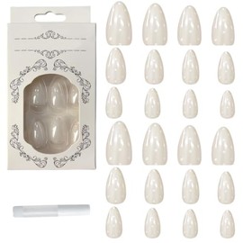 24Tabletas Uñas Press on Cortas, Patrón Puntos De Onda Blancos on Nails Kit