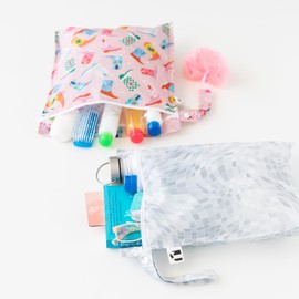 Roamio Waterproof Wet Bag for Baby, Travel, Swim Suit, Cloth Diapers, Pump Parts, Pool, Beach, Gym Clothes, Toiletry, Hook to Stroller, Daycare, Zip Reusable Wetdry Pack, 2-pk Cowgirl Boots and Disco