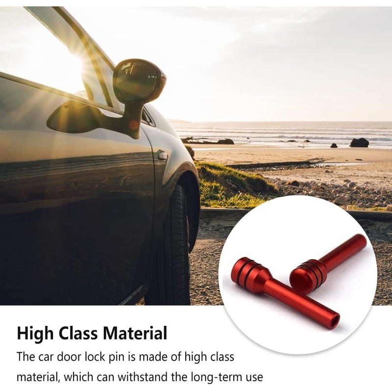 2pcs Red Car Door Lock Pin Door Fitting Modified Component