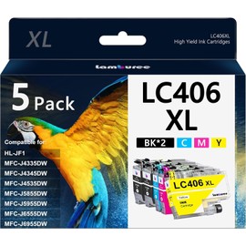 Lamburee LC406XL Ink Cartridges with High-Yield Replacement for Brother LC406 XL Work with MFC-J4335DW MFC J4535DW MFC-J5855DW MFC-J5955DW MFC-J6555DW MFC-J6955DW Printers (5 Pack)