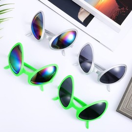 NUOBESTY Pack of 4 Funny Alien Glasses Alien Costume Glasses Decorative Party Sunglasses Photo Props for Cosplay Party Favors Carnival