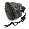 Unisex Drawstring Black Leather Pouch