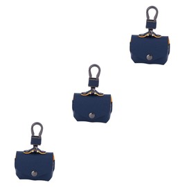 jojofuny 3pcs Protective Case Cover for Wireless Earphone Leather Bag Small Pouch Earphone Case Metal Snap Closure Keychain