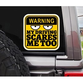 Anti Tailgating Stickers/My Driving Scares Me Too Funny Warning Vinyl Sticker 5x5 Inches Horror Peeking Eyes Decals/Car Truck Window Motorycles Bumper