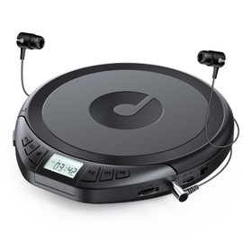 Gueray CD Player Portable CD Dsicman: with Earphones for Car with Anti-Skip Shockproof with LCD Display Support PROG Memory Repeat Function (Black)