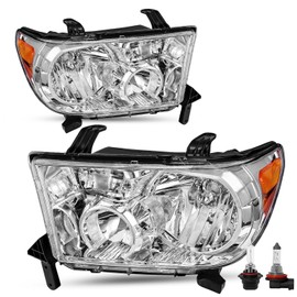 SOCKIR-Headlight Assembly [Bulbs Include] Replacement for 2007 2008 2009 2010 2011 2012 2013 Tundra 2008-2017 Sequoia, Not Fit Level Adjuster Version,Chrome