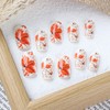 24Pcs Fall Press on Nails Medium Square Maple Leaf Fake