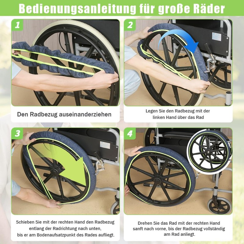 Ehucon WheelCover for transport wheelchair wheels, wheelchair accessories, tyre covers