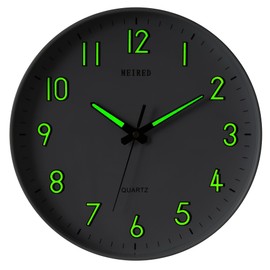 MEIRED Night Light Wall Clock 12 Inch Silent Non Ticking Battery Operated Wall Clocks Glow in The Dark, Lighted Up Wall Clock for Bedroom Living Room/Kitchen, White