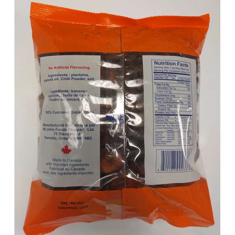 MR. JOHN'S Spicy Ripe Plantain Chips 400g/14.10 oz Pack of