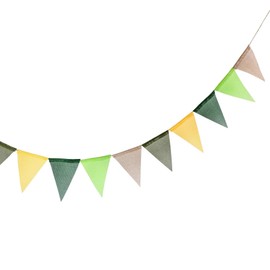 Banderines de arpillera de imitación amarilla, verde, 40 banderines de tela multicolor triangular, banderines para compromiso, boda, cumpleaños, baby shower, decoración