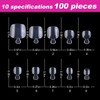 100 Pieces Artificial Toenails with Box, 10 Sizes Toenails, Transparent