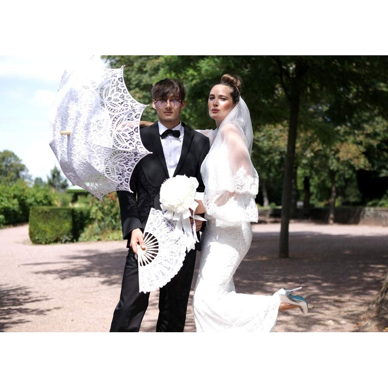 VON LILIENFELD Lace Fan Carmen, white