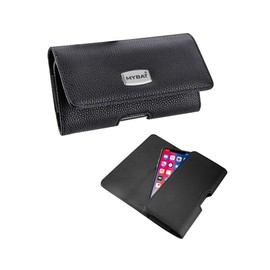 MYBAT PRO Universal XL Size Horizontal Leather Pouch-V Series with Belt Clip Phone Holster Belt Wallet Cases - Black