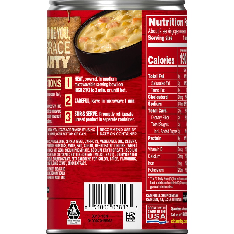Campbell's Chunky Soup, Chicken Corn Chowder, 18.8 Ounce (Pack of