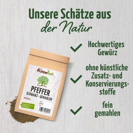 Pepper Black Ground 100 g | Finest Pepper Black and Freshly Ground | Gracefully Sharp Yet Spicy Aroma | from Achterhof
