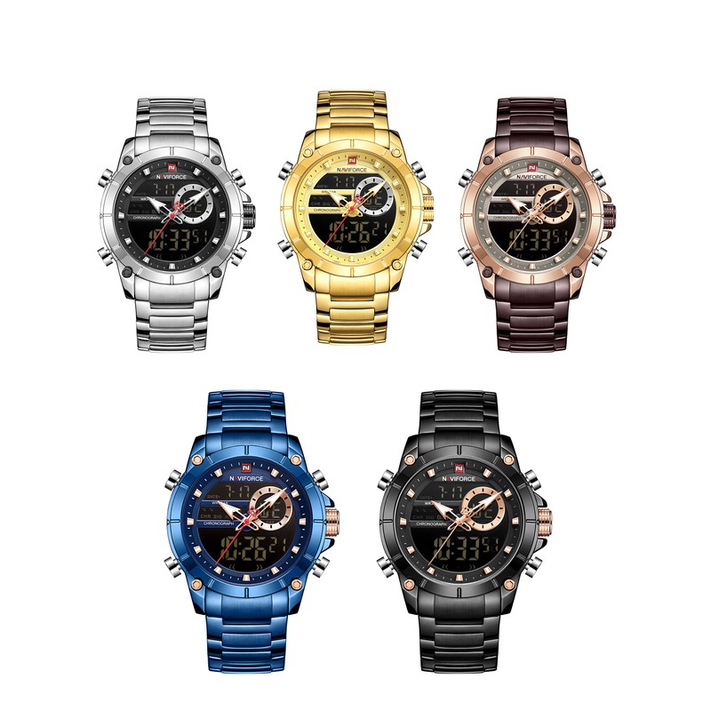Men Watch Quartz Movement Digital Chronometer Analog Business Sports Casual