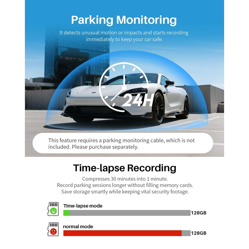 KAWA 2K Tiny Dash Cam, 1296P QHD Mini Car Camera