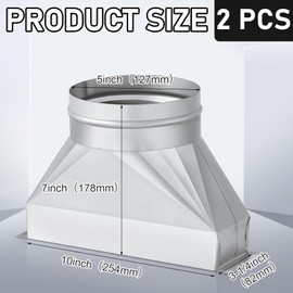 Tandefio 3-1/4" x 10" x 5'', 5" Diameter Galvanized Transition Galvanized Round Transition Rectangular to Round Duct for Connecting Duct Fittings