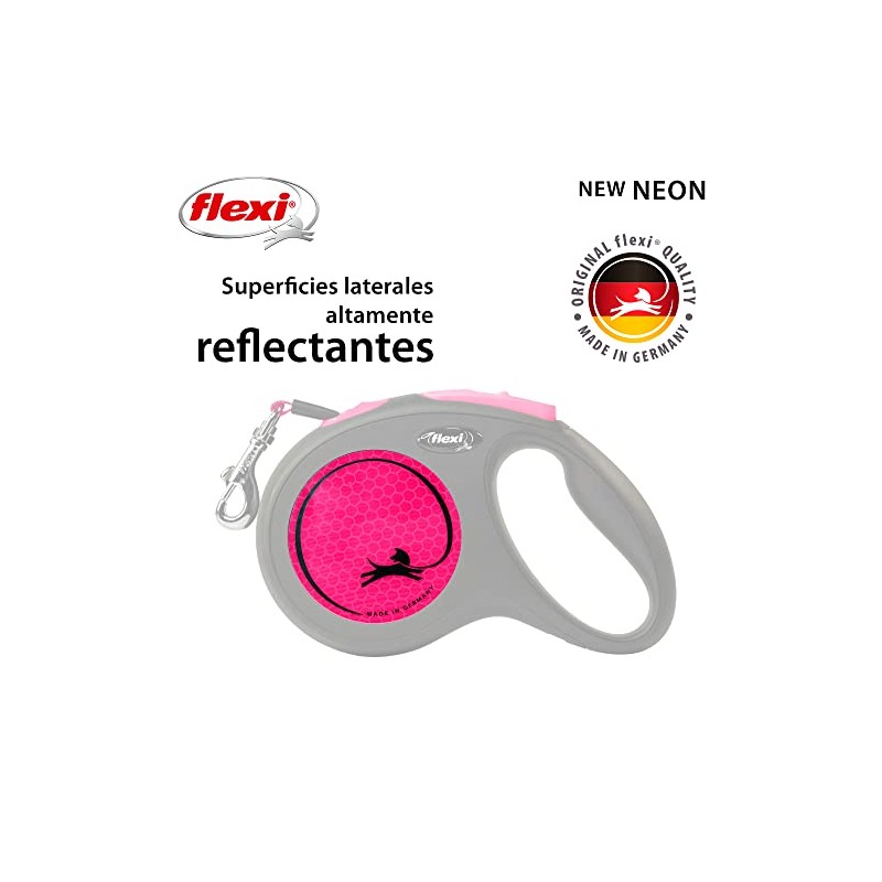 FLEXI Correa Neón Rosa Mediana Cinta