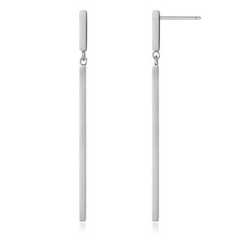 Silver Long Metal Bar Dangle Drop Earrings for Women Minimalist Bar Earrings