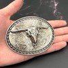 XGALBLA Western LongHorn Bull Head Texas Cowboy Belt Buckle Silever