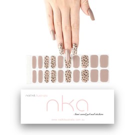 NKA Semi Cured Gel Nail Strips, 20 Gel Nail Wraps Strip, UV Lamp curing Nail Stickers-SAFARI SAND