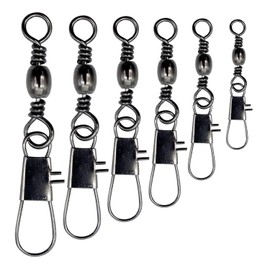 Barrel Fishing Swivel with Safty Snaps Connector Clips Solid Rings High Strength Fishing Swivel Snaps Tackle (6#-100pcs)