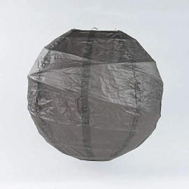 Quasimoon 6" Driftwood Grey Round Paper Lantern, Crisscross Ribbing, Hanging ...