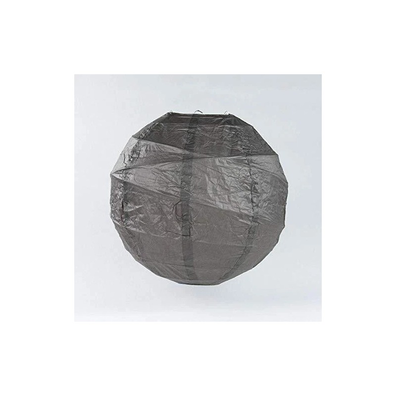 Quasimoon 6" Driftwood Grey Round Paper Lantern, Crisscross Ribbing, Hanging
