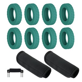 8-Pack Lake Blue Wheel Covers for 8 Spinner Wheels Luggage and 2-Pack Black Luggage Handle Wraps