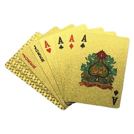 JUNMOXIAO Cool Plastic Playing Cards, Deck of Waterproof Magic Poker Cards for Family Party BBQ Gatherings Gift Gold