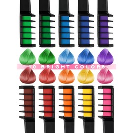 Kalolary Pack of 10 Hair Chalk Combs, Temporary Hair Colour Chalk Comb Hair Chalk Washable Temporary Instant Disposable Hair Colourations Non-Toxic Hair Colour for Party Cosplay