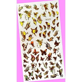 Laser Gold & Neon Queen Rose Heart Cross Crown Stars Carriage 3D Nail Sticker Dp2014 Laser Rose Gold for Nails Design Decals Supplies Manicure Tips Sticker Colorful for Nail Decorations