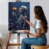 TOSTOG Paint by Numbers Adults with Frame, Skull Holds Flowers,